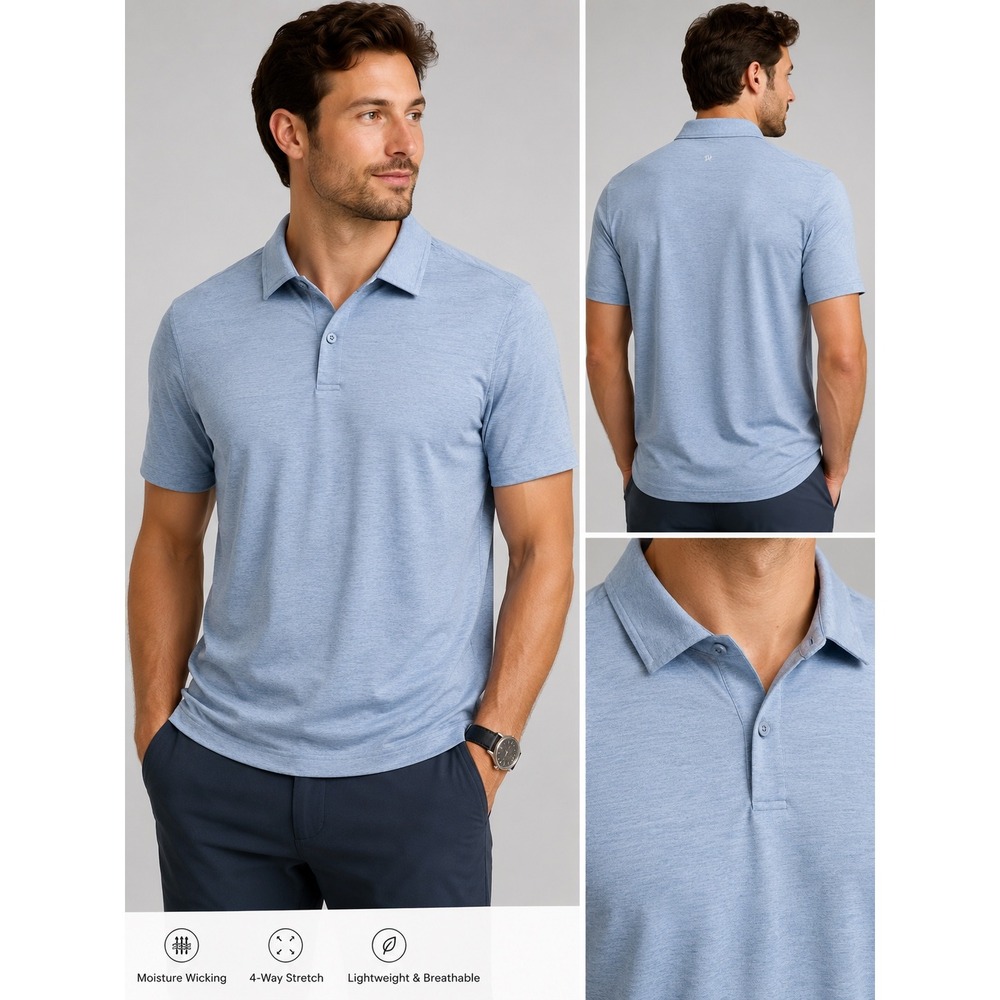 Lululemon Evolution Polo Men S Light Blue Heather Golf Performance Shirt